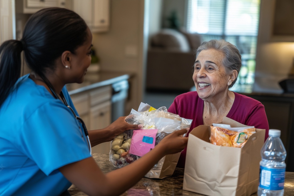 Professional caregiver with client